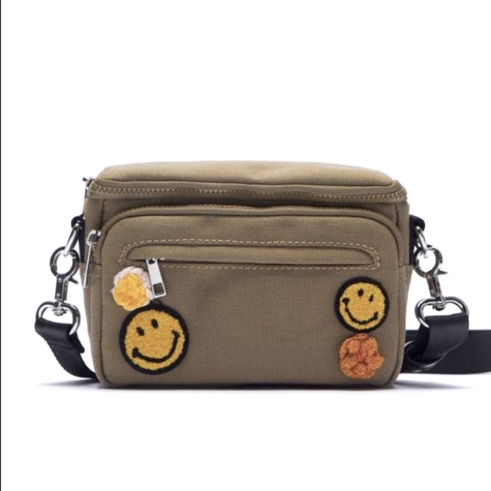 Zara smiley canvas crossbody bag One size